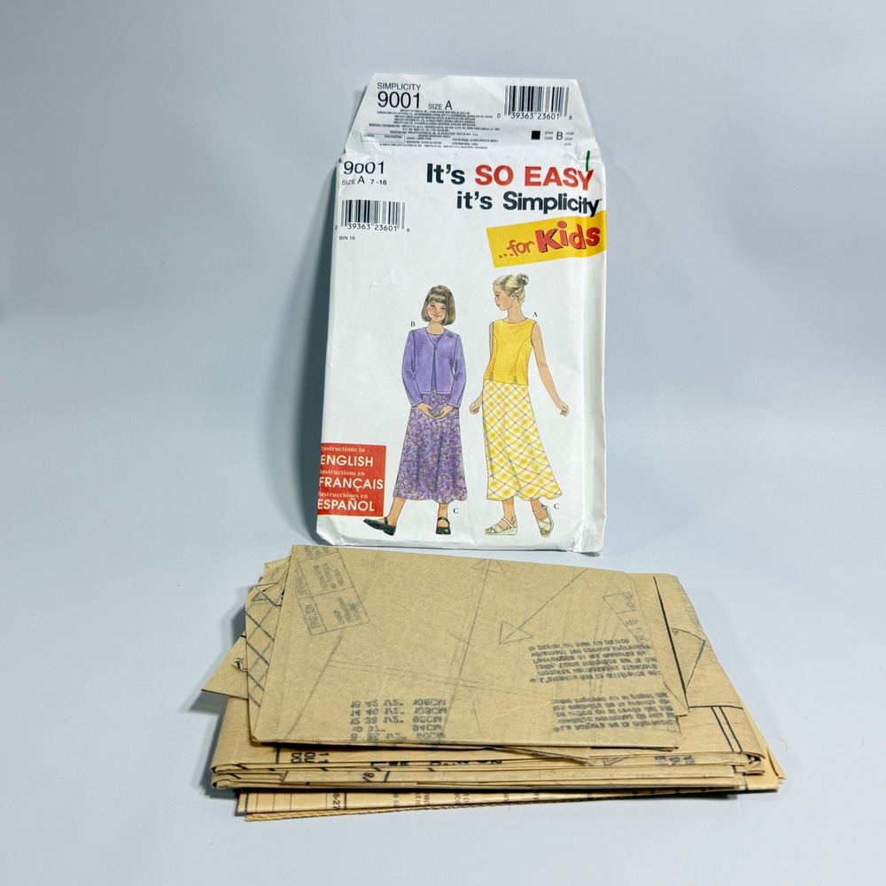 VTG Simplicity 9001 Sewing Pattern Girls 7-16 Skirt Top Jacket 90s Cottagecore